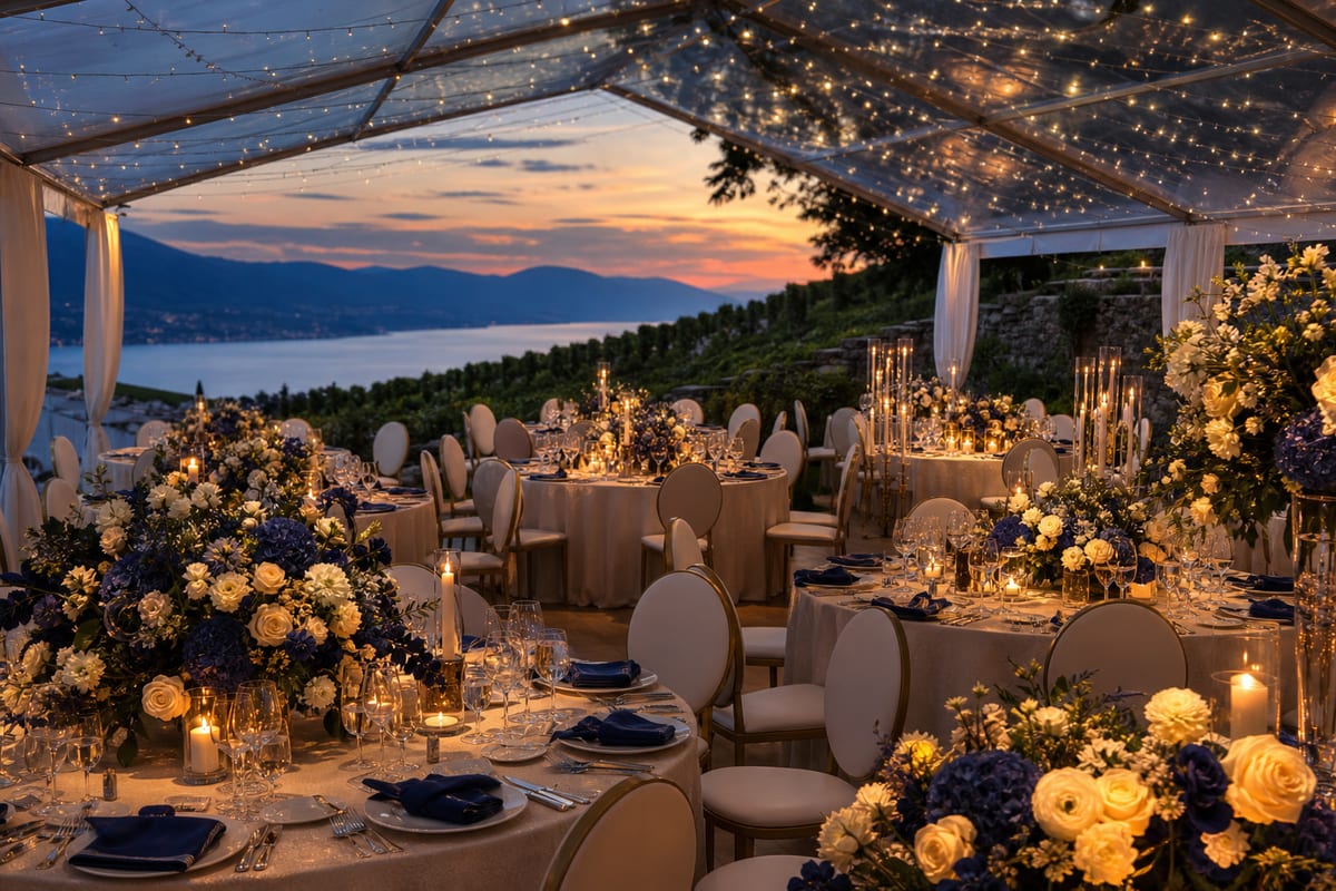 Exemple : réception de mariage sous tente en vignoble