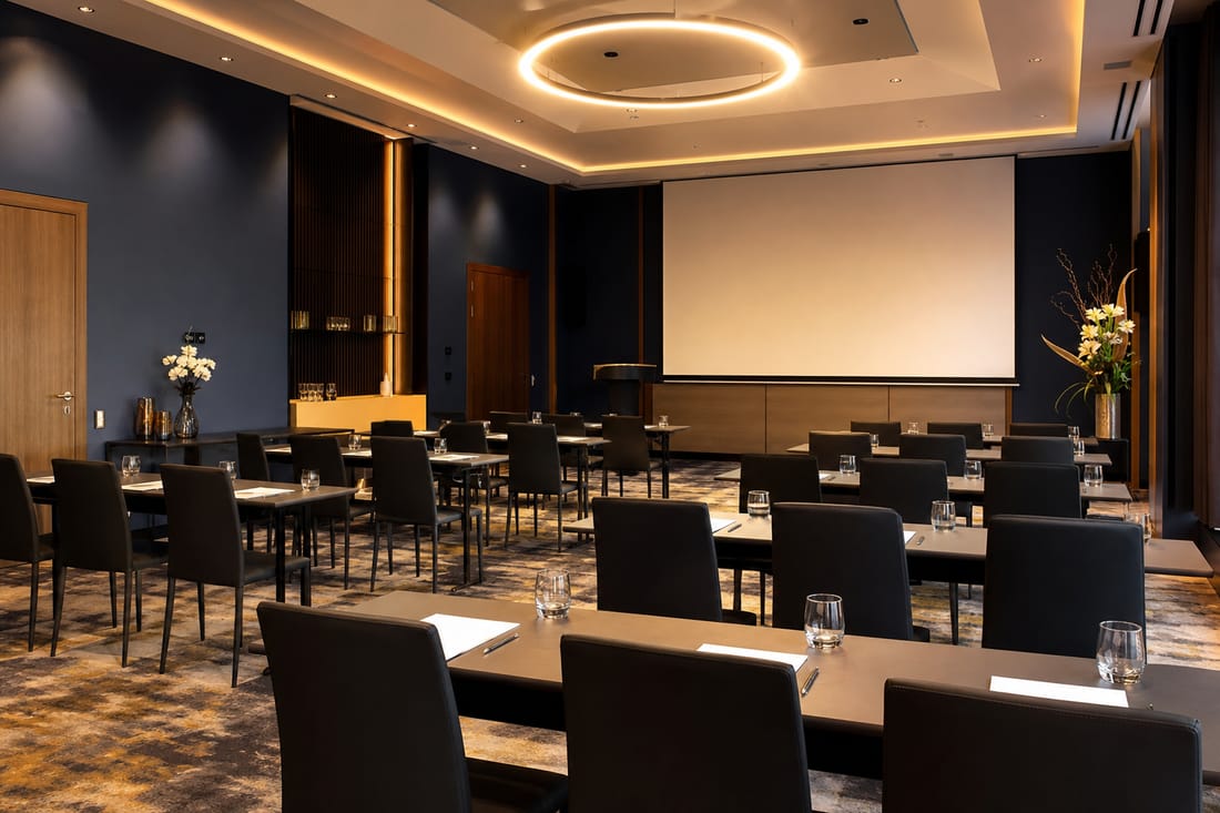 Exemple : salle de séminaire d'entreprise aménagée